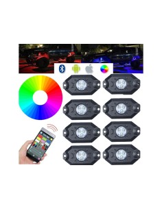 Kit Mini RGB Rock Light Bluetooth APP Sensore Musica Con 8 Luci Led 12V 24V IP68 Sottoscocca Per Jeep Off Road SUV Barca