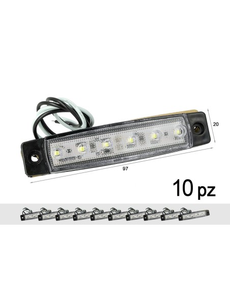 10 Pezzi Fanali Laterali Led 24V 12V Colore Bianco Freddo Per Luce Ingombro Cortesia Targa Cupola Cappa Camion Rimorchio Caravan
