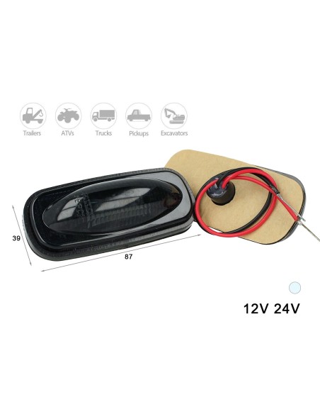 Kit Luci Fanali Fume Bianco Freddo 24V 12V Luce Ingombro Cortesia Targa Cupola Cappa Del Camion Bus Barca