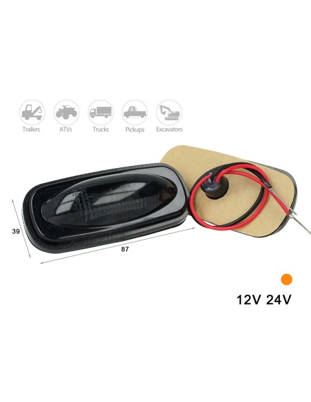 Kit Luci Fanali Fume Colore Arancione 24V 12V Luce Ingombro Cortesia Cupola Cappa Del Camion Bus Barca
