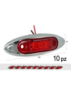 10 Pezzi Fanali Laterali Led 24V 12V Colore Rosso Per Luci Ingombro Cortesia Targa Cupola Cappa Camper Trattore Autocarro Barca