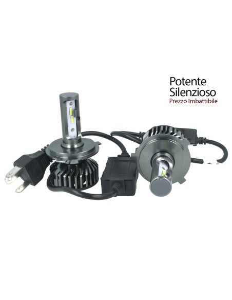 Kit Full Led Cob H4 26W Reale Bi-Led 12V Con Ventola Raffrenddamento Silenziosa Attacco Regolabile 2200 Lumen