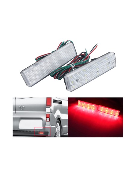 Kit 2 Fanali Posteriori A Led Trasparente Con Luce Bianco Rosso Per Opel Vauxhall Vivaro Movano Renault Master Trafic Nissan Pri