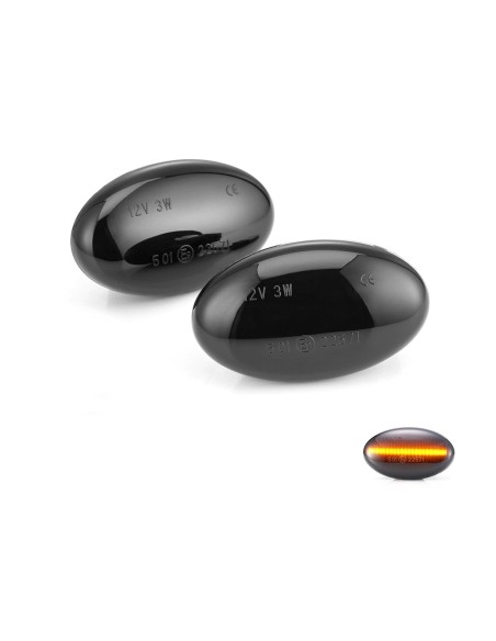 Kit Freccia Laterale a Led Side Marker Lente Nero Fume Luce Arancione Per Mercedes Benz Viano Vito W639 Classe A W168