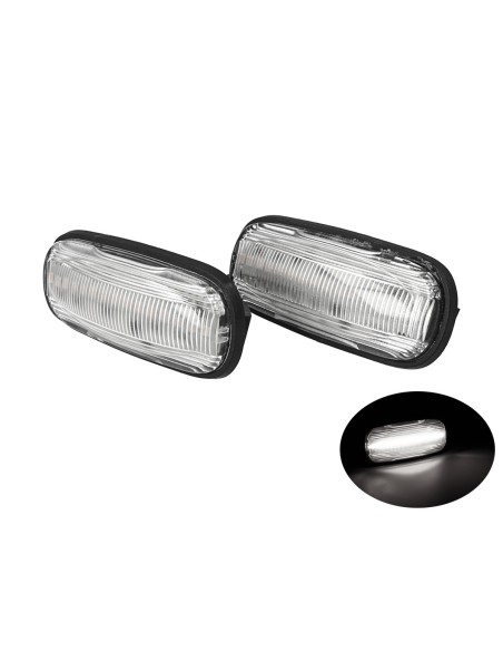 Kit Freccia Laterale a Led Side Marker Lente Trasparente Luce Bianco Per Land Rover Discovery 2 Freelander 1 OEM XGB100310L