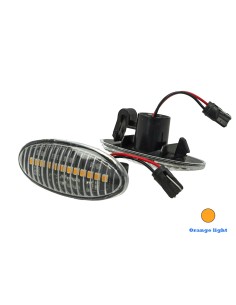 Kit Freccia Laterale a Led Side Marker Lente Trasparente Luce Arancione Per Nissan Qashqai Micra X-Trail Cube Evalia Leaf Note N