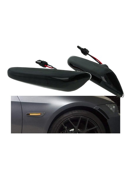 Kit Freccia Laterale a Led Side Marker Lente Nero Fume Luce Arancione Per BMW E92 E93 X1 E84 X3 E83 X5 E53 E46 E81 E90 E91