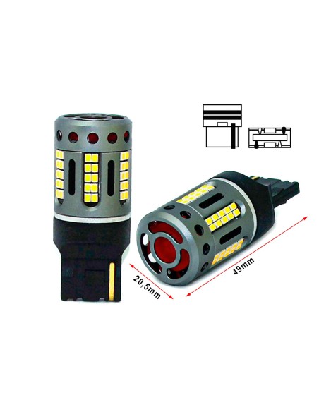 Lampada Led 7440 T20 W21W 100% Canbus 12V 21W Effettiva Bianco 6000K Con Ventola In Testa