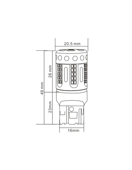 Lampada Led 7440 T20 W21W 100% Canbus 12V 21W Effettiva Bianco 6000K Con Ventola In Testa