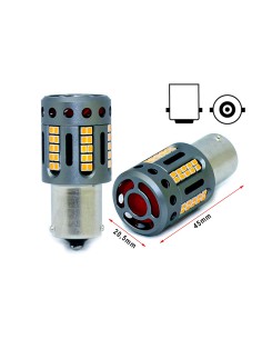 Lampada Led 1156 BA15S P21W 100% Canbus 12V 21W Effettiva Arancione Piedi Dritti Con Ventola In Testa
