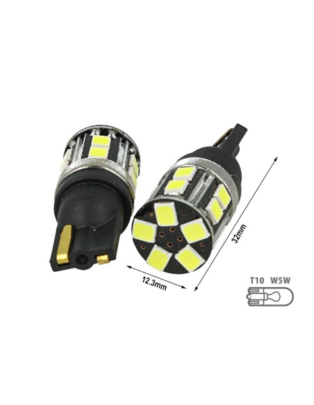 Lampada Led T10 W5W 100% Canbus  5W Reale 12V 24V No Errore Senza Polarit&agrave Bianco 6000K