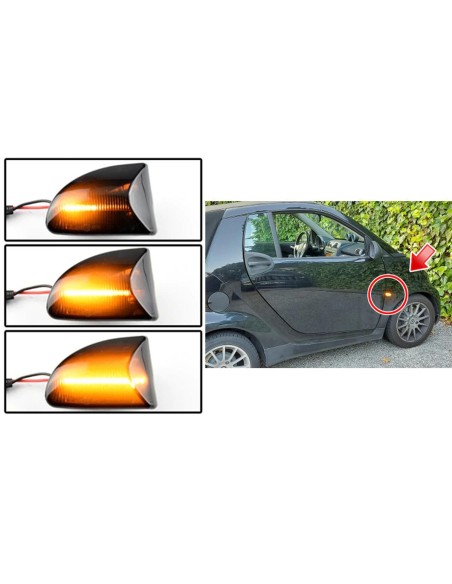 Kit Freccia Laterale a Led Side Marker Dinamica Lente Fume Smart Fortwo W451 Coupe 4519067700C40A