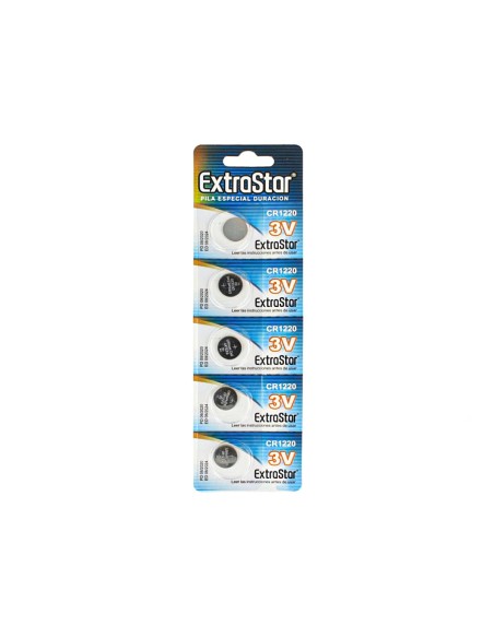 Pila Batteria A Bottone Extrastar CR1220 3V Confezione Da 5 Pile
