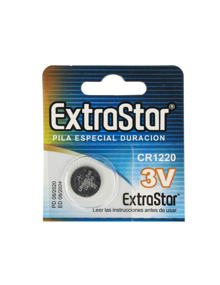 Pila Batteria A Bottone Extrastar CR1220 3V Confezione Da 5 Pile
