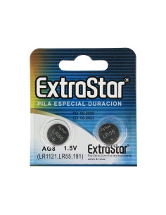 Pila Batteria A Bottone LR1121 LR55 191 1,5V Extrastar AG8 Confezione Da 10 Pile 2