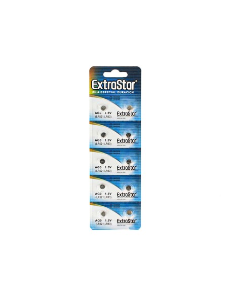 Pila Batteria A Bottone LR521 LR63 1,5V Extrastar AG0 Confezione Da 10 Pile