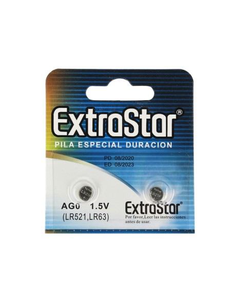 Pila Batteria A Bottone LR521 LR63 1,5V Extrastar AG0 Confezione Da 10 Pile
