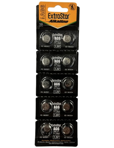 Pila Batteria A Bottone LR921 LR69 171 1,5V Extrastar AG6 Confezione Da 10 Pile