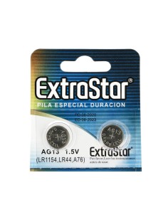 Pila Batteria A Bottone LR44 LR1154 A76 1,5V Extrastar AG13 Confezione Da 10 Pile 2
