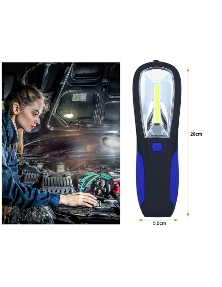 Lampada Torcia Led Officina Cob 2W Portatile Alimentazione Con 4 Pile AAA