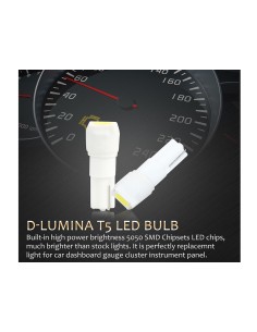 10 Lampadine Led T5 12V W1,2W Colore Bianco Con 1 Smd 5050 Luci Cruscotto Auto e Moto 2