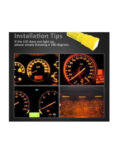 10 Lampadine Led T5 12V W1,2W Colore Giallo Arancione Con 1 Smd 5050 Luci Cruscotto Auto e Moto
