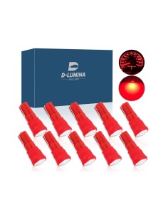 10 Lampadine Led T5 12V W1,2W Colore Rosso Con 1 Smd 5050 Luci Cruscotto Auto e Moto