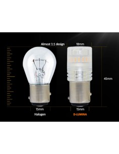 Lampada Led 1157 BAY15D P21/5W Canbus Arancione Ambra 12V No Errore IP67 Illuminazione 360 Gradi 2