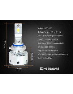 Kit Full Led HB4 9006 12V 50W 8000 Lumen Canbus All In One IP65 Dissipazione a Ventola 2