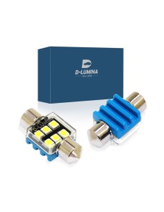 4 Lampada Led T11 Canbus 31mm 12V 2W Effettivo Con 6 Smd 3030 Bianco 6000K No Polarita
