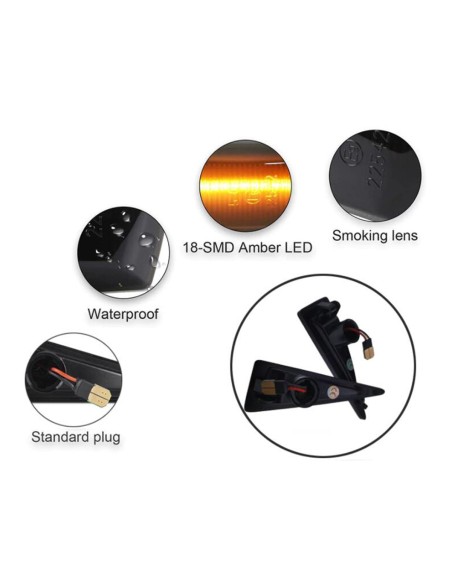 Kit Freccia Laterale a Led Side Marker Dinamica Lente Fume Renault Avantime Espace IV Megane II Scenic