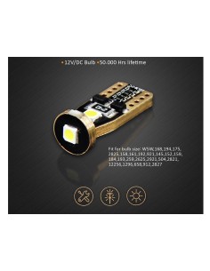 10 Lampada Led T10 W5W Canbus 12V 3 SMD 3030 Bianco Freddo 6000K + Leva Rimozione Antigraffio 2