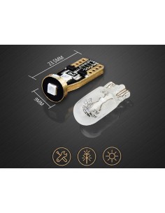 10 Lampada Led T10 W5W Canbus 12V 3 SMD 3030 Blue + Leva Rimozione Antigraffio 2