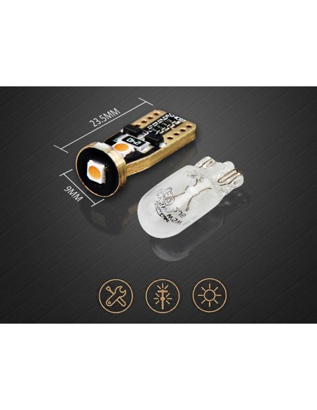 10 Lampada Led T10 W5W Canbus 12V 3 SMD 3030 Pink Rosa + Leva Rimozione Antigraffio