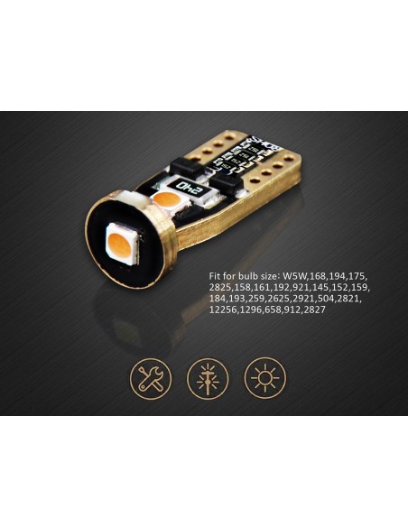 10 Lampada Led T10 W5W Canbus 12V 3 SMD 3030 Pink Rosa + Leva Rimozione Antigraffio