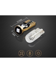 10 Lampada Led T10 W5W Canbus 12V 3 SMD 3030 Rosso + Leva Rimozione Antigraffio 2