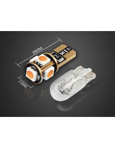 10 Lampada Led T10 W5W Canbus 12V 5 SMD 5050 Ambra + Leva Rimozione Antigraffio 2