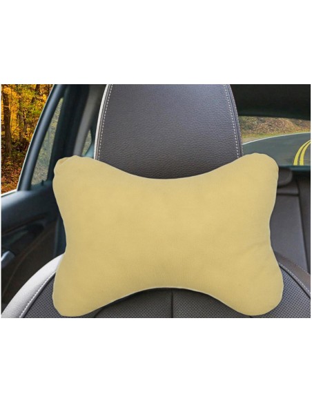 2 Pezzi Cuscini Poggiatesta Auto Ergonomici e Traspiranti Colore Beige