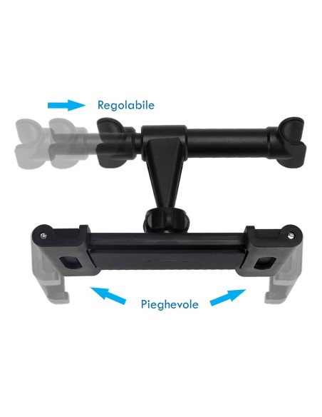 Porta Celluare Poggiatesta Auto Supporto Smartphone Tablet Da 5~9" Nero Rotazione di 360 Gradi Per Sedile Posteriore