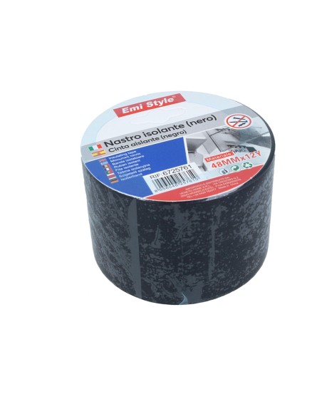 Nastro Isolante Elettrico Largo in PVC 48mm X 12m Nero