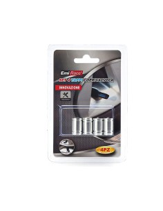 4 Tappi Valvola Pneumatici Auto Antipolvere Colore Argento