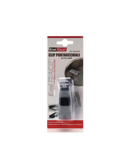 Clip Portaocchiali per Auto Da Parasole Colore Nero Supporto per Occhiali e Biglietti