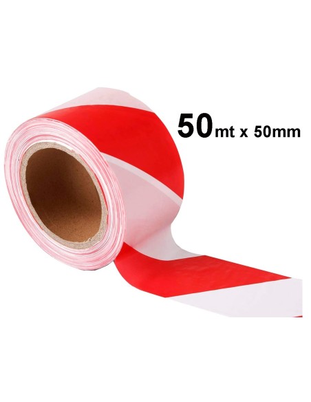 Nastro Adesivo Segnalatico PPL Bianco Rosso 50mm X 50mt