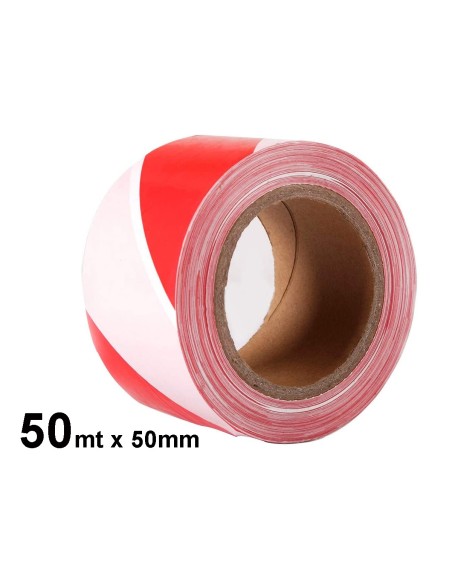 Nastro Adesivo Segnalatico PPL Bianco Rosso 50mm X 50mt