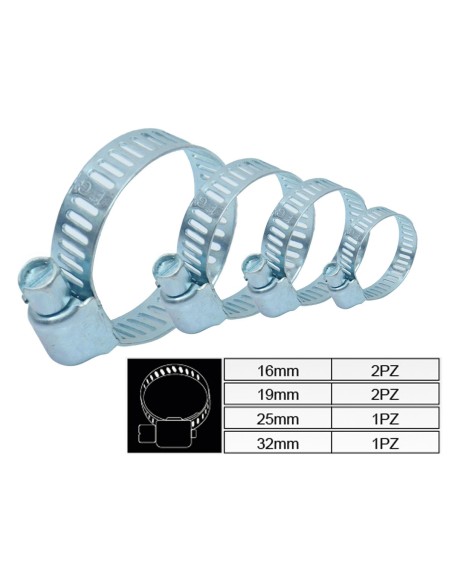 6 Pezzi Fascette Stringitubo Regolabili 16-32mm Acciaio Inossidabile 4 Misure Assortiti