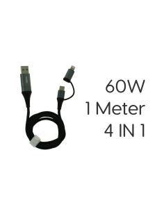 Cavo USB 4 In 1 USB-A USB-C Lightning Nylon Intrecciato 1 Metro Ricarica Veloce Massimo 60W 2