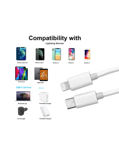Cavo USB C PD Lightning Ricarica Veloce 3,5A Bianco 2 Metri 2