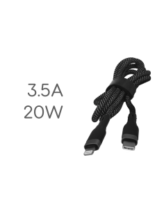 Cavo USB C PD Lightning Ricarica Veloce 3,5A Nero 1 Metro Nylon Intrecciato 2