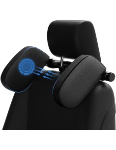 Poggiatesta Per Auto Laterale in Pelle PU Nero Protezione Collo Barra Fissaggio Regolabile Per Bambini Adulti