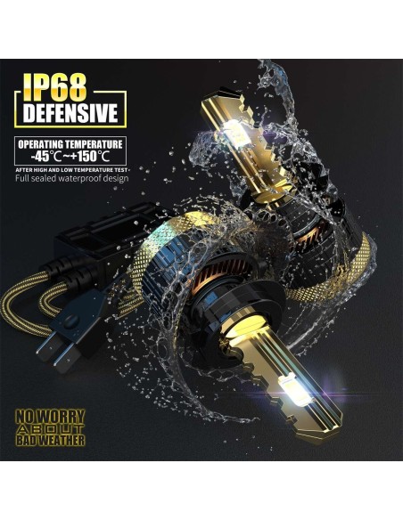 Kit Full Led Golden Key H7 120W 12000 Lumen 12V 6500K IP68 4 Volte Piu Luminoso